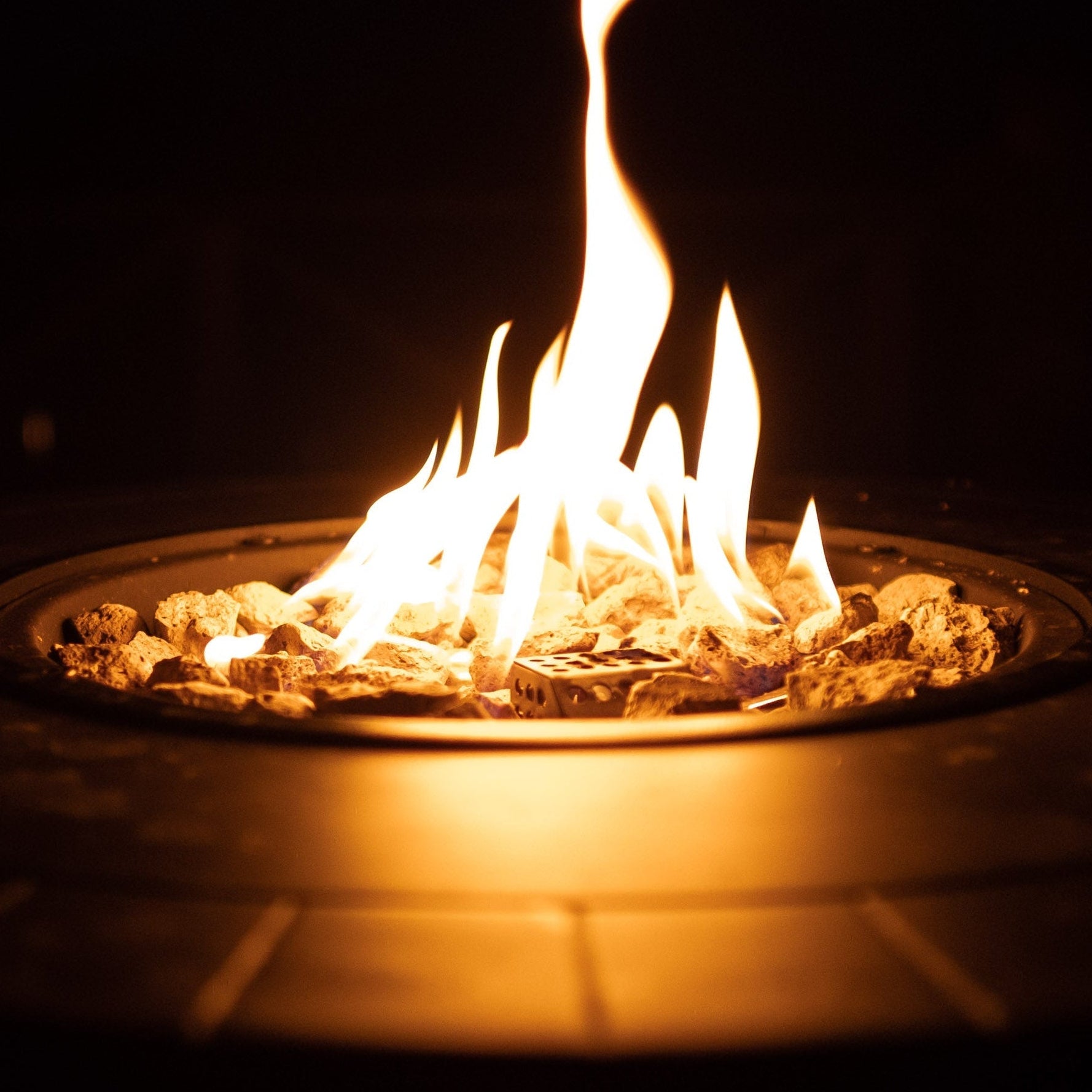 Outdoor fire pit at night